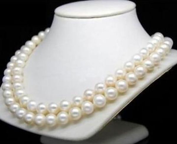 double strands 8-9mm natural white pearl necklace 18-19inch gold clasp, Silver
double strands 8-9mm natural white pearl necklace 18-19inch gold clasp, Silver