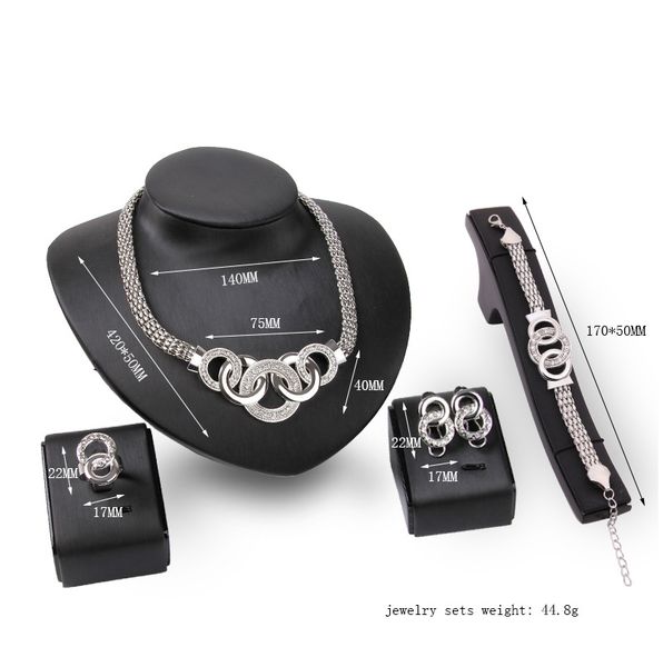 4pcs/Set Statement Jewelry Crystal Silver Necklace Bracelet Earrings Rings Jewelry Sets Charms Wedding Jewelry for Women Gift Drop Shipping
4pcs/Set Statement Jewelry Crystal Silver Necklace Bracelet Earrings Rings Jewelry Sets Charms Wedding Jewelry for Women Gift Drop Shipping