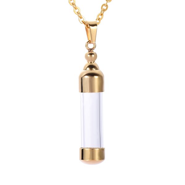 ijd9887 drifting bottle hold ashes cremation necklace pet urn necklace women men funeral jewelry fashion charm ing, Silver