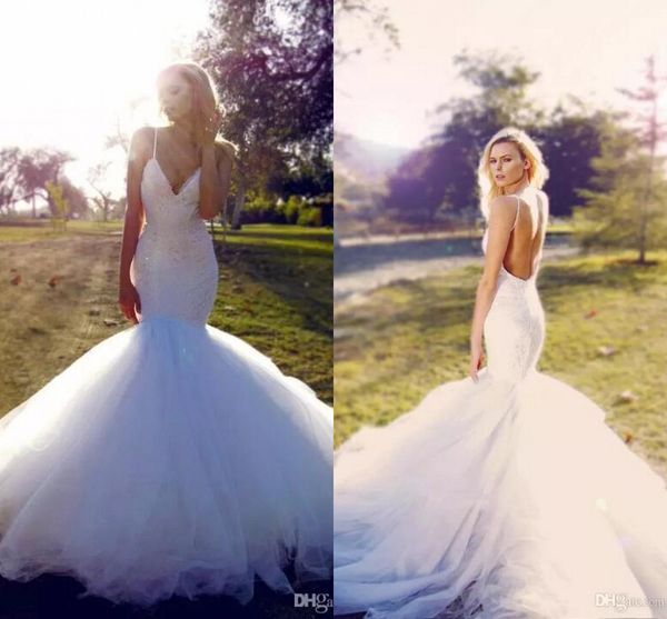 luxury middle east mermaid wedding dresses 2017 straps deep v neck backless lace bridal gowns tulle long sweep train wedding dresses, White
luxury middle east mermaid wedding dresses 2017 straps deep v neck backless lace bridal gowns tulle long sweep train wedding dresses, White