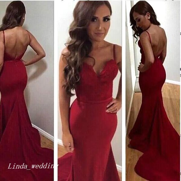 2019 burgundy red prom dress mermaid spaghetti straps open back long special occasion dress pageant evening party dress, Black
2019 burgundy red prom dress mermaid spaghetti straps open back long special occasion dress pageant evening party dress, Black