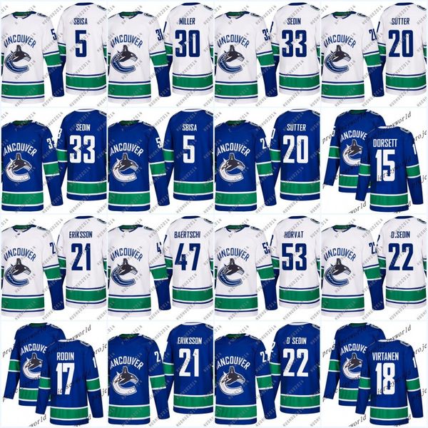 Vancouver Canucks Jerseys Mens' 2017-2018 Season 53 Bo Horvat 47 Sven Baertschi 22 Daniel Sedin 33 Henrik Sedin Hockey Jerseys
Vancouver Canucks Jerseys Mens' 2017-2018 Season 53 Bo Horvat 47 Sven Baertschi 22 Daniel Sedin 33 Henrik Sedin Hockey Jerseys