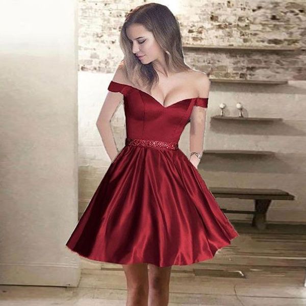 off the shoulder capped sleeve party gown a line short satin homecoming dress beading waist vestidos de festa curto 2019, Blue;pink
off the shoulder capped sleeve party gown a line short satin homecoming dress beading waist vestidos de festa curto 2019, Blue;pink