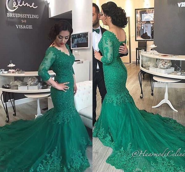 2017 vintage green v neck mermaid evening dresses hree quarter sleeves sequined sweep train appliques plus size formal prom gowns, Black;red
2017 vintage green v neck mermaid evening dresses hree quarter sleeves sequined sweep train appliques plus size formal prom gowns, Black;red
