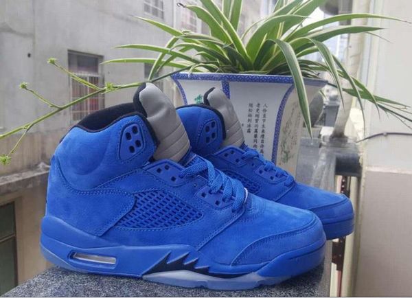men 5 blue red suede shoes game royal black 5s sneaker