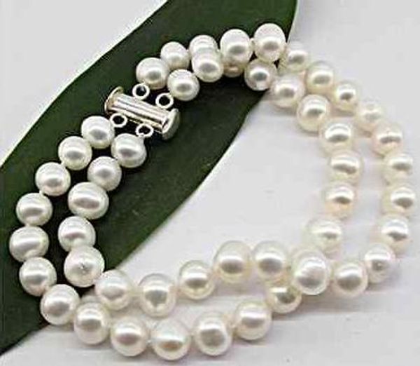 8-9mm double strands natural white pearl bracelet 7.5-8 inch 925 silver clasp, Black
8-9mm double strands natural white pearl bracelet 7.5-8 inch 925 silver clasp, Black