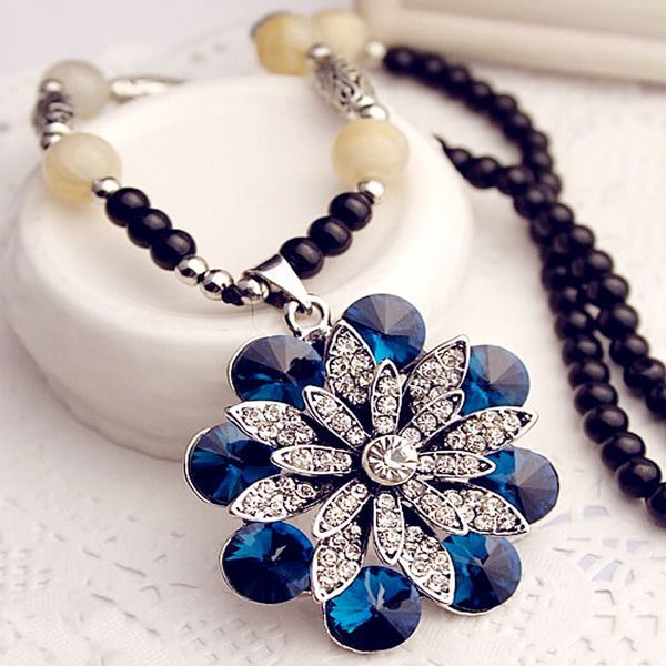 new fine quality bohemian style long women necklace chain jewelry fashion popular retro beaded crystal pendant necklaces, Silver
new fine quality bohemian style long women necklace chain jewelry fashion popular retro beaded crystal pendant necklaces, Silver