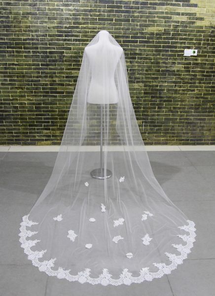 new luxury lace applique edge one layer appliques without comb lvory white wedding veil cathedral bridal veils 3m length, Black
new luxury lace applique edge one layer appliques without comb lvory white wedding veil cathedral bridal veils 3m length, Black