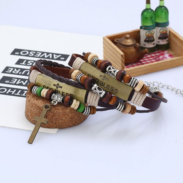 new god bless leather bracelets multilayer handmade beads charm adjustable friendship bracelet for men women jewelry, Golden;silver
new god bless leather bracelets multilayer handmade beads charm adjustable friendship bracelet for men women jewelry, Golden;silver
