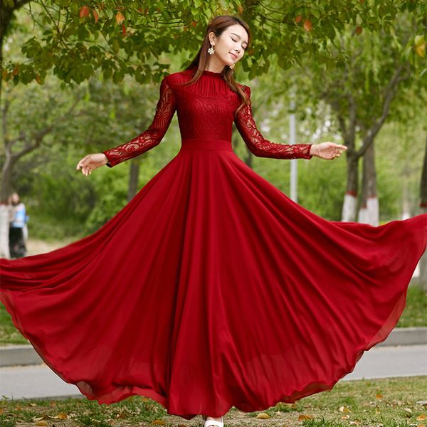 2018 spring new trend charming long lace sleeves pleated chiffon long red maxi party dress prom dress, Black;gray
2018 spring new trend charming long lace sleeves pleated chiffon long red maxi party dress prom dress, Black;gray