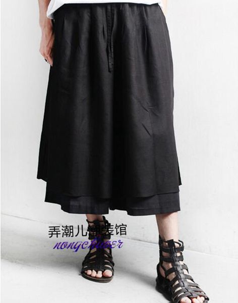 men's summer new fashion and personality 7 minutes of pants wide-legged loose han edition tide male leisure pants skirt / custom, Black
men's summer new fashion and personality 7 minutes of pants wide-legged loose han edition tide male leisure pants skirt / custom, Black