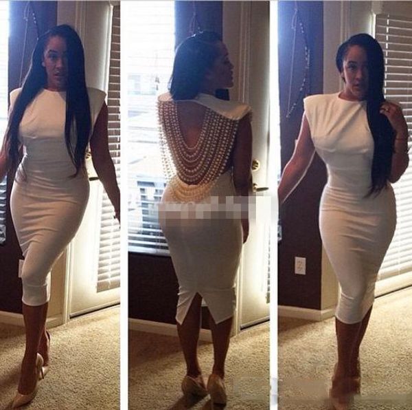 2017 arabic women white party cocktail dresses sheath pearls beading tea length back split semi formal evening gowns prom dress, Black
2017 arabic women white party cocktail dresses sheath pearls beading tea length back split semi formal evening gowns prom dress, Black