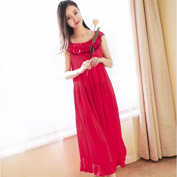 wholesale-women nightgowns lace plus size sleep dress nightwear silk ladies long section home dress summer style, Black;red
wholesale-women nightgowns lace plus size sleep dress nightwear silk ladies long section home dress summer style, Black;red
