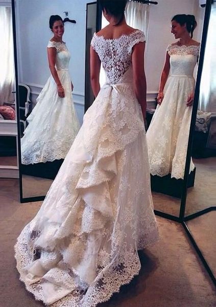 high low lace wedding dresses off shoulder ruched vintage wedding gowns applique muslim christian bridal dresses vestido de noiva, White
high low lace wedding dresses off shoulder ruched vintage wedding gowns applique muslim christian bridal dresses vestido de noiva, White