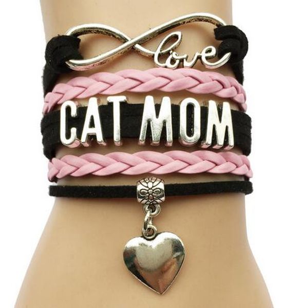10 pcs/lot new infinity love cat mom bracelet- personalized animal puppy bracelet bangle gift- leather braided handmade heart charm, Golden;silver
10 pcs/lot new infinity love cat mom bracelet- personalized animal puppy bracelet bangle gift- leather braided handmade heart charm, Golden;silver