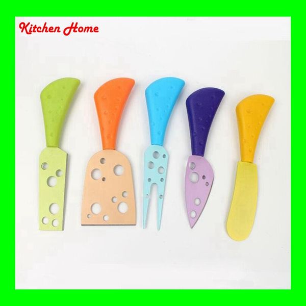 5 pcs/set non stick painted cheese knife set with pp handle cheese forks spatula butter knife with coating muti-color cheese cutter
5 pcs/set non stick painted cheese knife set with pp handle cheese forks spatula butter knife with coating muti-color cheese cutter