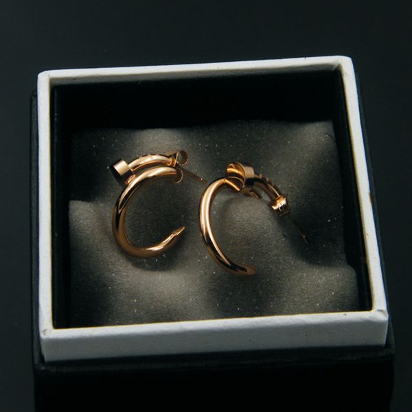 

C форма изогнутые ногтей серьги для женщин 18k розовое золото платины покрытием из