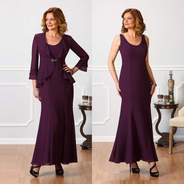 grape chiffon mermaid mother of the bride dresses scoop neck long sleeves jacket wedding guest dress ankle length plus size evening gowns, Black;red
grape chiffon mermaid mother of the bride dresses scoop neck long sleeves jacket wedding guest dress ankle length plus size evening gowns, Black;red