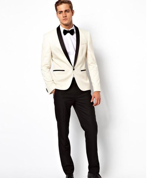 white ivory wedding suits for men tuxedos black satin shawl lapel mens suits slim fit groomsmen suit two piece suit, White;black
white ivory wedding suits for men tuxedos black satin shawl lapel mens suits slim fit groomsmen suit two piece suit, White;black