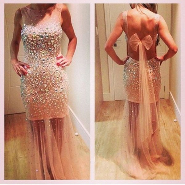 2016 sheath prom dresses long rhinestones evening dresses with see through tulle o neck bridal party red carpet evening gwon, Black;red
2016 sheath prom dresses long rhinestones evening dresses with see through tulle o neck bridal party red carpet evening gwon, Black;red