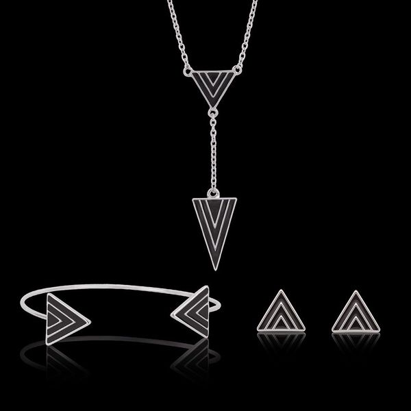 necklace earrings bangle jewelry set vintage brief high grade white gold plated alloy triangles party jewelry 3-piece set wholesale js267, Black
necklace earrings bangle jewelry set vintage brief high grade white gold plated alloy triangles party jewelry 3-piece set wholesale js267, Black