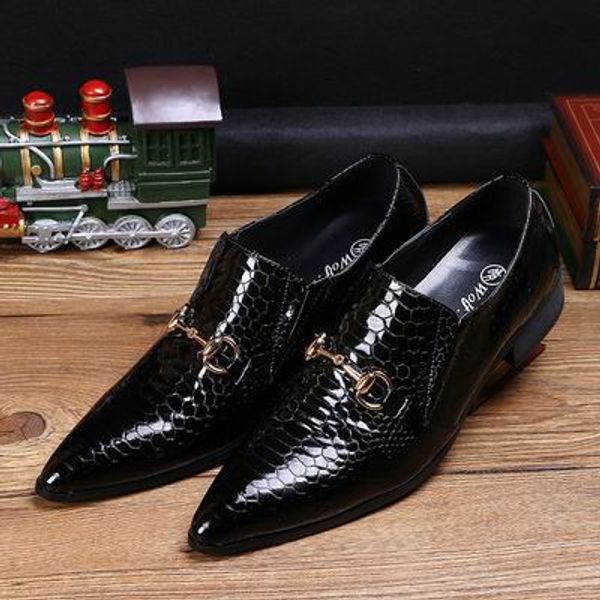 new arrival luxury mens business leisure dress shoes fashion snake pattern patent leather shoes slip on flats for men party shoe, Black
new arrival luxury mens business leisure dress shoes fashion snake pattern patent leather shoes slip on flats for men party shoe, Black