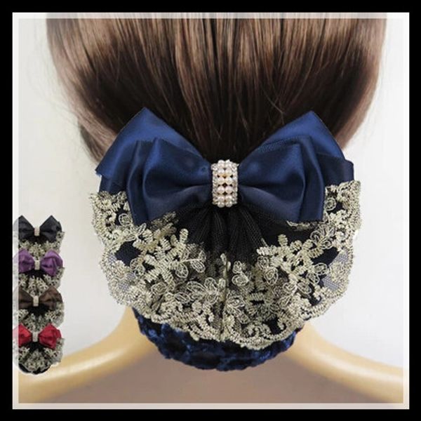 wholesale- 2015 new arrival womens fashion lace bow barrette hair clip with snood net bun cover 3 colors 
wholesale- 2015 new arrival womens fashion lace bow barrette hair clip with snood net bun cover 3 colors
