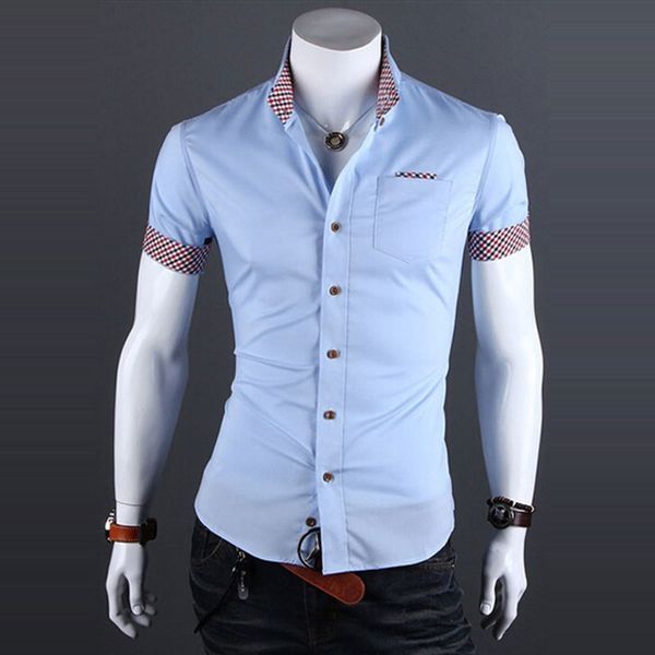 wholesale-summer new fashion mens casual single breasted shirt short sleeve dress shirts plaid contrast male l2co, White;black
wholesale-summer new fashion mens casual single breasted shirt short sleeve dress shirts plaid contrast male l2co, White;black