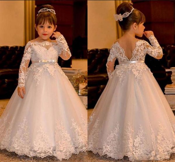 cute white lace baby wedding dresses 2017 long sleeve v backless tulle ball gown flower girl dresses floor length girls pageant dresses, White;blue
cute white lace baby wedding dresses 2017 long sleeve v backless tulle ball gown flower girl dresses floor length girls pageant dresses, White;blue