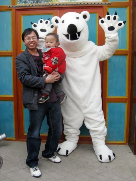 real pictures deluxe polar bear mascot costume size factory direct ing, Red;yellow