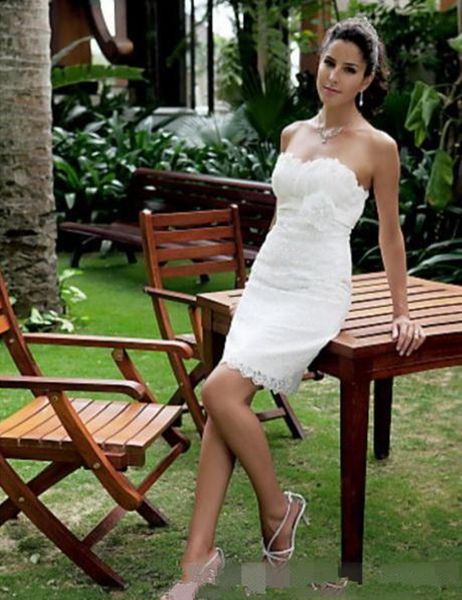 selling short sheath wedding dress strapless flower lace high waistline mini 2019 bridal gowns custom size, White
selling short sheath wedding dress strapless flower lace high waistline mini 2019 bridal gowns custom size, White
