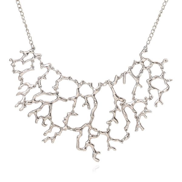 europe and the united states trade retro necklace exaggerated coral pendant alloy clothing accessories short chain clavicle, Silver
europe and the united states trade retro necklace exaggerated coral pendant alloy clothing accessories short chain clavicle, Silver
