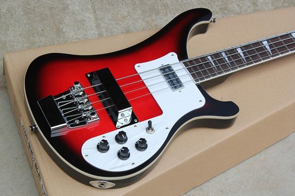 

RIC Custom Red Black Edge 4 Strings 4003 Electric Bass Chrome Hardware White Pearloid Triangle Fingerboard Inlay White Pickguard