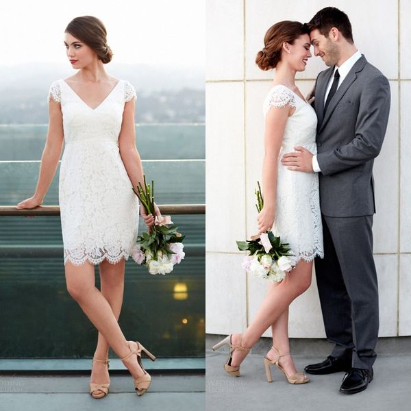 chic 2016 new arrival full lace short beach wedding dresses capped short sleeve bridal gowns casual custom made en5108, White
chic 2016 new arrival full lace short beach wedding dresses capped short sleeve bridal gowns casual custom made en5108, White