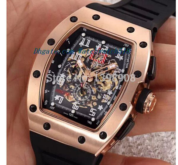 

Роскошные часы новый супер крутой 011 Ле Ман классический розового золота AAA черный каучуковый ремешок мужские часы Наручные часы