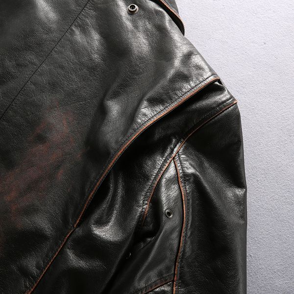 flocking cow leather jackets lapel neck motorcycle jackets oblique zipper slim fit quilted leather coats, Black
flocking cow leather jackets lapel neck motorcycle jackets oblique zipper slim fit quilted leather coats, Black