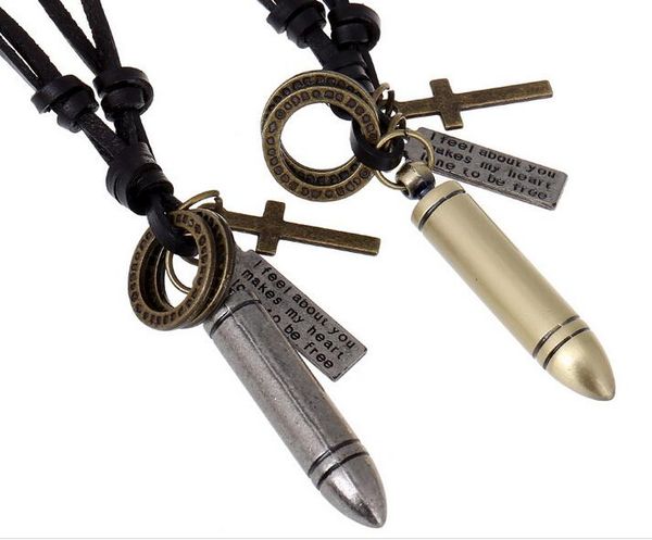 korean leather necklace new fashion factory retro antique men's leather necklace, Silver
korean leather necklace new fashion factory retro antique men's leather necklace, Silver