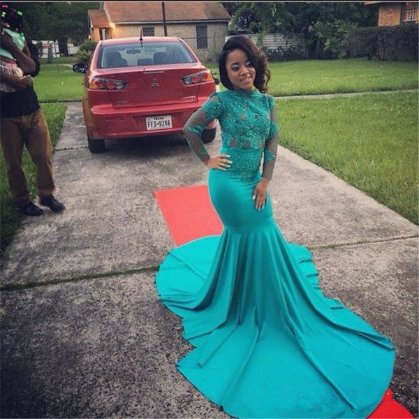 2019 ice blue mermaid prom dresses lace appliques high neck sheer long sleeves evening dresses african black girls prom party gowns
2019 ice blue mermaid prom dresses lace appliques high neck sheer long sleeves evening dresses african black girls prom party gowns