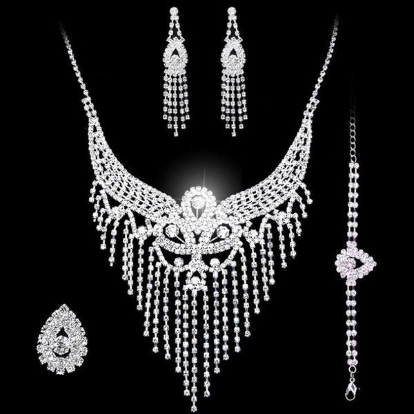 bridal jewelry sets earrings necklace rings bracelet accessories one set include four pcs luxury fashion new style sell ht125, White
bridal jewelry sets earrings necklace rings bracelet accessories one set include four pcs luxury fashion new style sell ht125, White