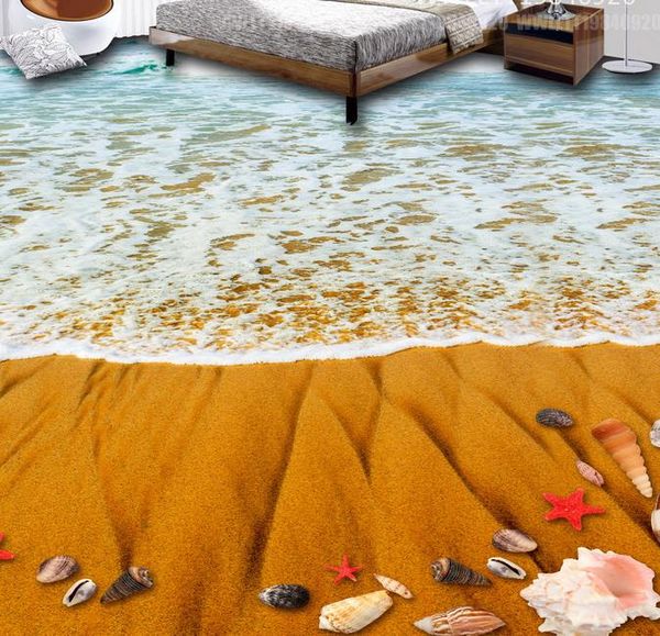 modern living room wallpapers seaside shells beach beach 3d floor tiles wall papers home decor for kids