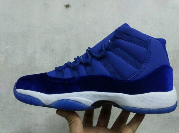 men women 11 blue velvet shoes blue white 11s sneakers, Black