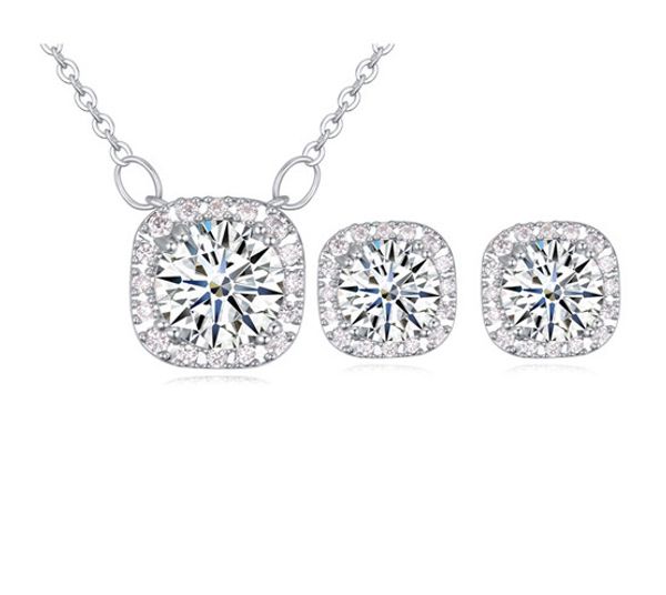 paty jewelry necklaces earrings sets fashion women luxury bling zircon platinum plated 2-piece set bridal wedding jewelry, Silver
paty jewelry necklaces earrings sets fashion women luxury bling zircon platinum plated 2-piece set bridal wedding jewelry, Silver
