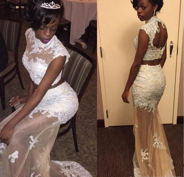 design high neck backless mermaid wedding dresses cap sleeve appliques lace see through skirt bridal gowns custom size, White
design high neck backless mermaid wedding dresses cap sleeve appliques lace see through skirt bridal gowns custom size, White