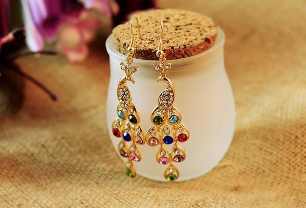 bling peacock earrings multi color bohemian rhinestone gold plated hoop earrings womens jewelry gifts hook earrings, Silver
bling peacock earrings multi color bohemian rhinestone gold plated hoop earrings womens jewelry gifts hook earrings, Silver