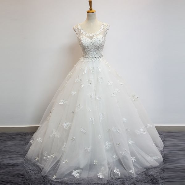 scoop neck lace appliques tulle ball gown wedding dress 2016 crystal waist wedding gowns lace up, White
scoop neck lace appliques tulle ball gown wedding dress 2016 crystal waist wedding gowns lace up, White