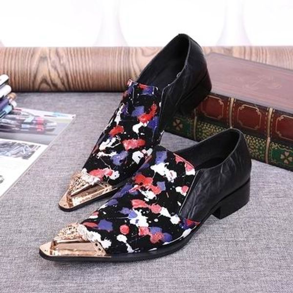 british style business leisure leather shoes fashion metal charm pointed toe slip on graffiti casual party shoes stage show, Black
british style business leisure leather shoes fashion metal charm pointed toe slip on graffiti casual party shoes stage show, Black