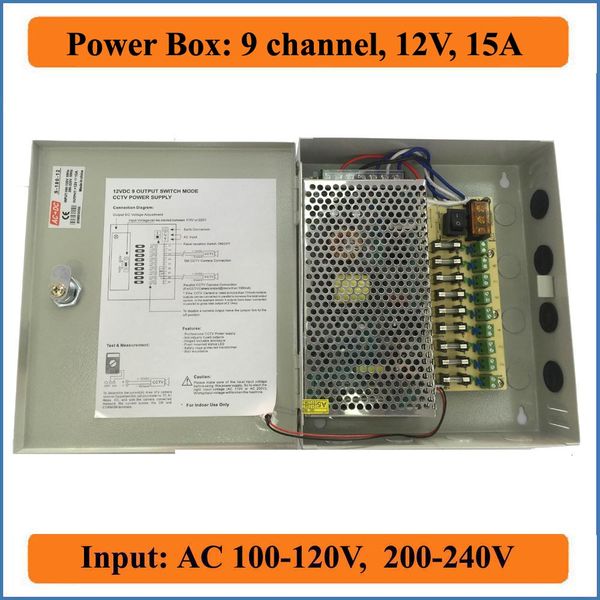 9 port dc12v 15a cctv camera power box switching power suply box for security ip camera 9ch channel ac 100-240v to dc 12v output
9 port dc12v 15a cctv camera power box switching power suply box for security ip camera 9ch channel ac 100-240v to dc 12v output