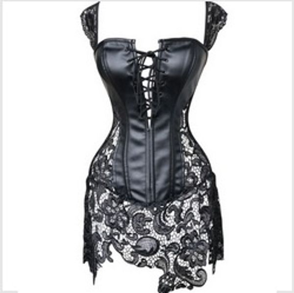wholesale-2016 steampunk faux leather lace up steel boned bustier corset overbust black brocade size s-6xl, Black;white
wholesale-2016 steampunk faux leather lace up steel boned bustier corset overbust black brocade size s-6xl, Black;white
