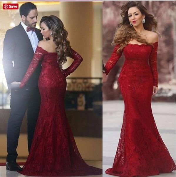 Formal Red Appliques Lace Mermaid Evening Dresses 2019 Designer Boat Neck Long Sleeve Long Prom Gowns Cheap Evening Dress For Party
Formal Red Appliques Lace Mermaid Evening Dresses 2019 Designer Boat Neck Long Sleeve Long Prom Gowns Cheap Evening Dress For Party