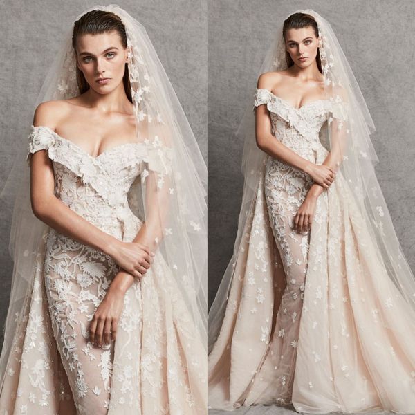 zuhair murad mermaid overskirt wedding dresses off the shoulder lace bridal gowns appliqued trumpet plus size vestidos de nnovia, White
zuhair murad mermaid overskirt wedding dresses off the shoulder lace bridal gowns appliqued trumpet plus size vestidos de nnovia, White
